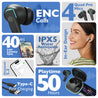 pTron Zenbuds Evo X2 in-Ear TWS Ear Buds w/ 4 Mic & TruTalk AI-ENC Calls, 50Hrs Playtime, 40ms Low Latency Sync, BT5.3 Wireless Earphones, Type-C Fast Charging & IPX5 Water Resistant (Coal Black)