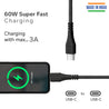 pTron Solero Braid 60W Type C Fast Charging Cable 1.5m for Samsung, OnePlus, Oppo, Vivo, Xiaomi, Realme, IQOO & Other Devices - Unbreakable Nylon Braided Cable, 480Mbps Sync Speed (Jet Black)