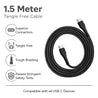 pTron Solero Braid 60W Type C Fast Charging Cable 1.5m for Samsung, OnePlus, Oppo, Vivo, Xiaomi, Realme, IQOO & Other Devices - Unbreakable Nylon Braided Cable, 480Mbps Sync Speed (Jet Black)