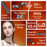 pTron Tangentbeat V2 w/ 50Hrs Playtime, 13mm Drivers, Dual-Device Pairing, Bluetooth 5.4 Wireless in-Ear Earphones w/Mic, Hall Switch Feature, Magnetic Earbuds, Type-C Fast Charging & IPX5 (Obsidian)