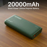 pTron 20000mAh Powerbank w/ 22.5W Fast Charging, USB & Type C Output, Built-in Cables, Compatible w/Power Delivery, Quick Charge for iPhone, Android Mobile & Tablets, Dynamo Storm (Pine Green)