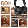 pTron Studio Ultima w/ 60Hrs Playtime, 40mm Drivers, Custom EQ, Mobile App, Wireless Over Ear Headphones w/HD Mic & TruTalk AI-ENC Calls, BTv5.4, Dual Device Pairing & Type-C Charging (Jet Black)