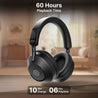 pTron Studio Ultima w/ 60Hrs Playtime, 40mm Drivers, Custom EQ, Mobile App, Wireless Over Ear Headphones w/HD Mic & TruTalk AI-ENC Calls, BTv5.4, Dual Device Pairing & Type-C Charging (Jet Black)