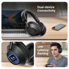 pTron Studio Ultima w/ 60Hrs Playtime, 40mm Drivers, Custom EQ, Mobile App, Wireless Over Ear Headphones w/HD Mic & TruTalk AI-ENC Calls, BTv5.4, Dual Device Pairing & Type-C Charging (Jet Black)