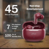 pTron Bassbuds Eon in-Ear TWS Earbuds w/ 13mm Drivers, 45Hrs Playtime, Dual HD Mic & TruTalk AI-ENC Calls, Custom EQ,Mobile App, Bluetooth v6.0 Headphones,Voice Assist., Type C Charging & IPX5 (Maroon)