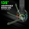 pTron Studio Sports Wireless BT Gaming Over-Ear Headphones, 30MS Low-Latency for Thrilling Gaming Experience, RGB Lights, Boom HD Mic w/AI ENC, 60Hr Playtime, Punchy Sound, Type-C Fast Charging(Sable)