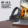 pTron Studio Sports Wireless BT Gaming Over-Ear Headphones, 30MS Low-Latency for Thrilling Gaming Experience, RGB Lights, Boom HD Mic w/AI ENC, 60Hr Playtime, Punchy Sound, Type-C Fast Charging(Sable)