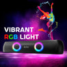 pTron Fusion Beam V2 16W Bluetooth Soundbar Speaker, Stereo Sound, RGB Lights, Metal Grill, Soundbar for Phone/TV/Laptop/Tablets, BT5.3/Aux/TF Card/USB Playback & TWS Feature (Midnight)