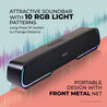 pTron Fusion One 14W Bluetooth Soundbar Speaker, 20Hrs Playback Time, Vivid 10 RGB Modes, Mini Soundbar for Phones/TV/Laptops/Tablets, Multi Modes BT5.3/3.5mm Aux/TF Card/USB/ (Obsidian)