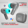 pTron Bassbuds Air In-Ear TWS Earbuds with 13mm Driver for Immersive Sound, 32Hrs Playtime, Clear Calls, Bluetooth V5.1, Touch Control, TypeC Fast Charging, Voice Assist & IPX4 Water Resistant (Grey)