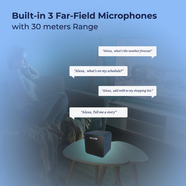 pTron Musicbot Cube Portable Alexa Built-in Smart Speaker, Immersive Audio, 6 Hours Playback, Mic Mute/Un-Mute, Noise Reduction, Echo Cancellation, Bluetooth 4.2, Aux Support & RGB LEDs (Blue)