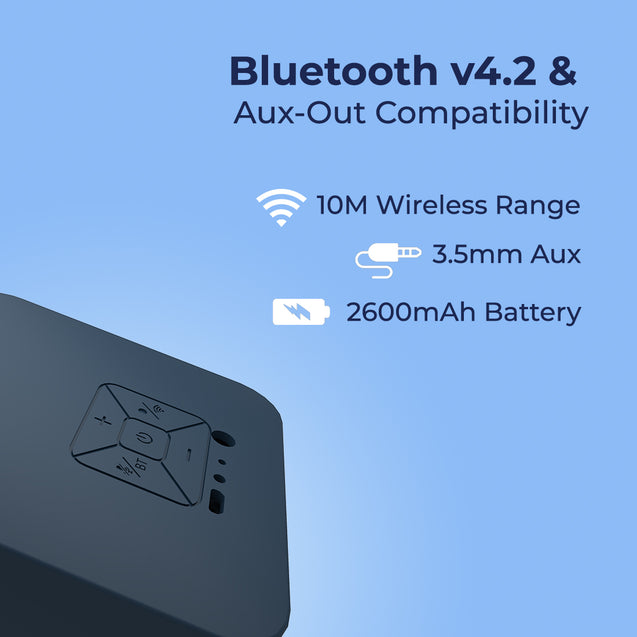 pTron Musicbot Cube Portable Alexa Built-in Smart Speaker, Immersive Audio, 6 Hours Playback, Mic Mute/Un-Mute, Noise Reduction, Echo Cancellation, Bluetooth 4.2, Aux Support & RGB LEDs (Blue)