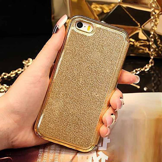 Apple IPhone 5/5S Luxury Flip Cover With Swarovski Diamond Metal Bumper (Gold)