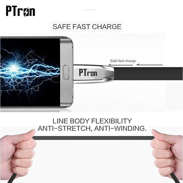 PTron Dual Sided 2 in 1 USB 2.4A High Capacity Sync Charging Cable For All Smartphones