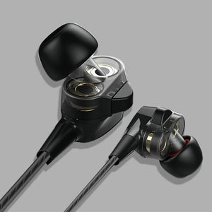 PTron Boom 4D Earphone Deep Bass Stereo Wired Headphone With Mic For All Smartphones (Gold/Black)