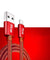 PTron Indigo 2A 3 In 1 Sync Charging Cable Jeans Cloth USB Data Cable For Smartphones (Red)
