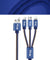 PTron Indigo 2A 3 In 1 Sync Charging Cable Jeans Cloth USB Data Cable For Smartphones (Blue)