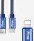 PTron Indigo 2A 3 In 1 Sync Charging Cable Jeans Cloth USB Data Cable For Smartphones (Blue)