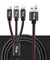 PTron Indigo 2A 3 In 1 Sync Charging Cable Jeans Cloth USB Data Cable For Smartphones (Black)