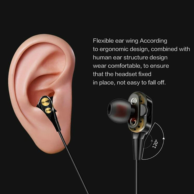 PTron Boom Evo 4D Headphones Deep Bass Stereo Wired Headset For All Smartphones (Black/Gold)