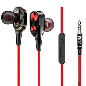 PTron Boom Evo 4D Earphone Deep Bass Stereo Wired Headphone With Mic For All Smartphones (Black/Red)