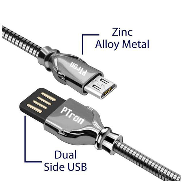 PTron Falcon Pro 2.1A USB To Micro USB Data Cable For Android Smartphones (Black)