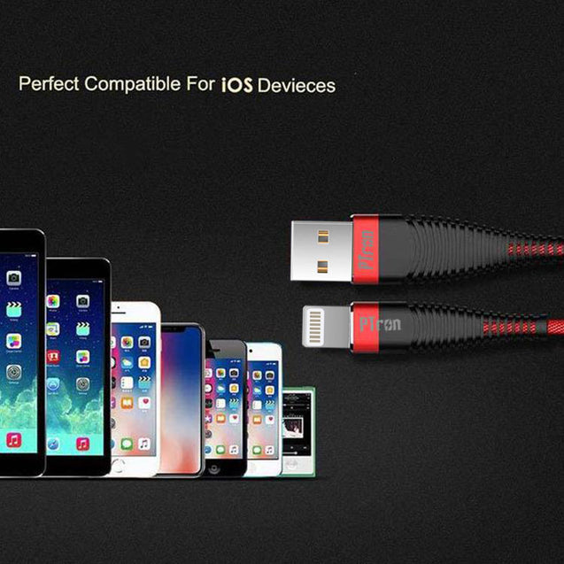 PTron Gravita 2A USB To Lightning USB Cable Charging Cable For All IOS Smartphones Red