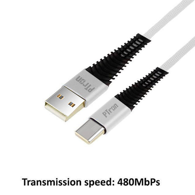 PTron Gravita 2A Type C USB Data Cable Charging Cable For All Type C Smartphones (White)