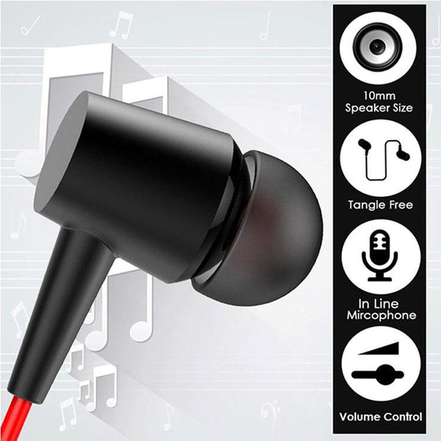 PTron Alpha In-Ear Headset With Noise Cancellation And 3.5mm Jack For All Smartphones (Black/Red)