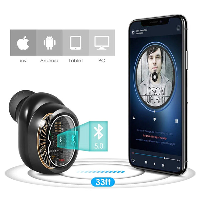 PTron Spunk Bluetooth Headphones Tws Mini Earbuds With Powercase For All Smartphones (Black)