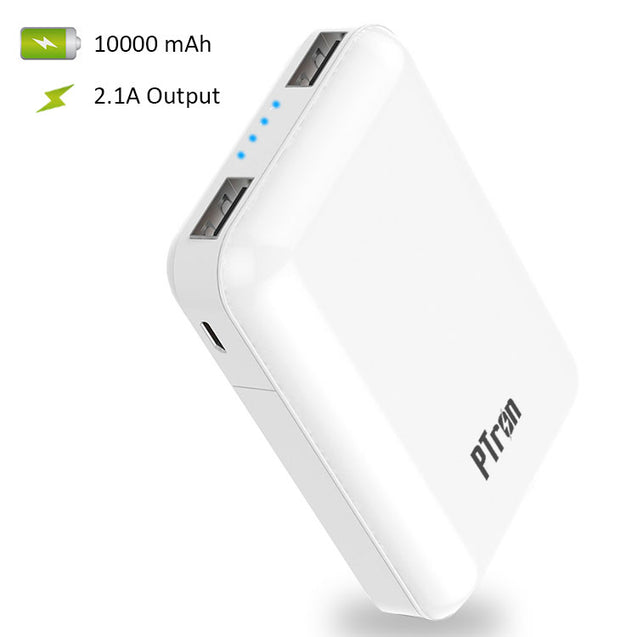 PTron Dynamo Z Dual USB 10000mAh Compact Power Bank for All Smartphones (White)
