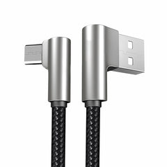 pTron Solero Pro 2.1A Fast Charging 90 Degree Nylon Braided 1.5 M Micro USB Cable - Black/Silver