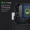 PTron Solero Pro 2.1A Fast Charging 90 Degree Nylon Braided 1.5 m Type C USB Cable - Black/Silver