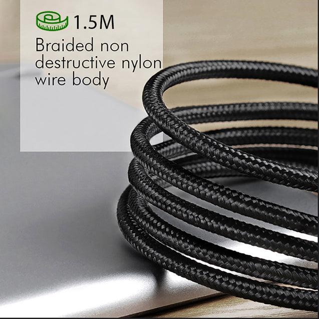 PTron Solero Pro 2.1A Fast Charging 90 Degree Nylon Braided 1.5 m Type C USB Cable - Black/Silver