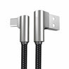 PTron Solero Pro 2.1A Fast Charging 90 Degree Nylon Braided 1.5 m Type C USB Cable - Black/Silver