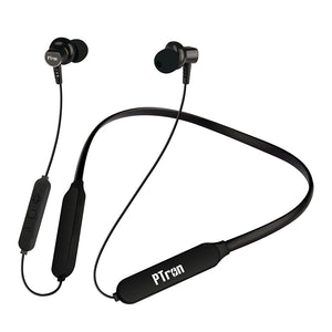 pTron Zap In-Ear Bluetooth Earphone Magnetic Deep Bass Neckband with Mic for All Smartphones (Black)
