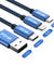 PTron Solero Swing 2A Fast Charging 3 in 1 Nylon Braided USB Cable 1.2M Length for All Smartphones - Blue