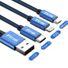 PTron Solero Swing 2A Fast Charging 3 in 1 Nylon Braided USB Cable 1.2M Length for All Smartphones - Blue