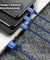PTron Solero Swing 2A Fast Charging 3 in 1 Nylon Braided USB Cable 1.2M Length for All Smartphones - Blue