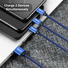 PTron Solero Swing 2A Fast Charging 3 in 1 Nylon Braided USB Cable 1.2M Length for All Smartphones - Blue