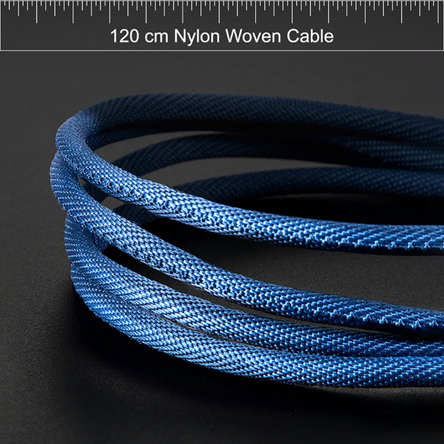 PTron Solero Swing 2A Fast Charging 3 in 1 Nylon Braided USB Cable 1.2M Length for All Smartphones - Blue