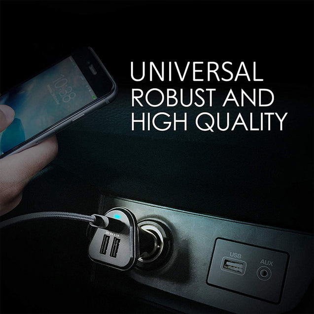 PTron Bullet 3.1A Fast Charging Car Charger with 3 USB Port & Micro USB Cable for All Mobile (Black)