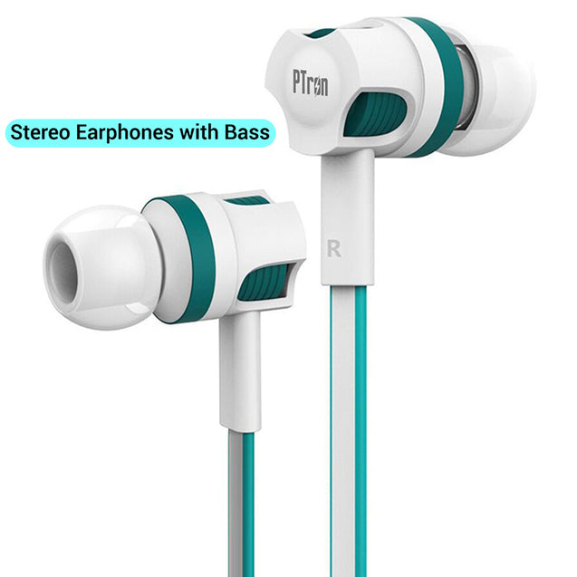 pTron HBE5 Raptor Stereo Sound Bass Wired Headphones with Mic (White & Blue)