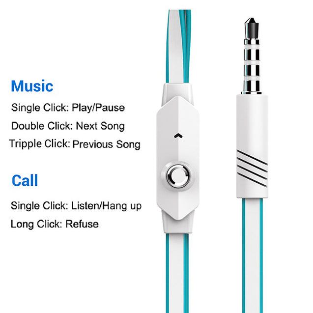 pTron HBE5 Raptor Stereo Sound Bass Wired Headphones with Mic (White & Blue)