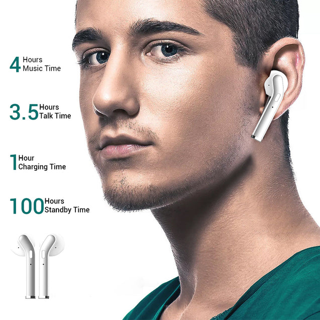 pTron Bassbuds Classic True Wireless Stereo Earbuds, 12Hrs Playback with Case & Mic - (White)