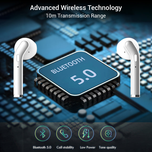 pTron Bassbuds Classic True Wireless Stereo Earbuds, 12Hrs Playback with Case & Mic - (White)