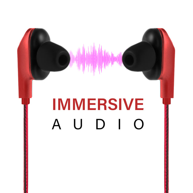 pTron Boom One In-Ear Stereo Sound Wired Earphones with Mic & Volume Control - (Red)