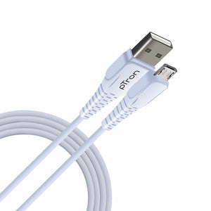 pTron Solero M241 2.4A Micro USB Data & Charging Cable, Made in India, 480Mbps Data Sync, Durable 1 m Cable for Micro USB Devices (White)
