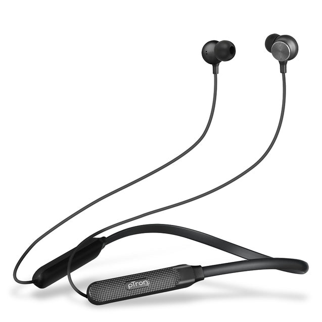 pTron InTunes Classic Bluetooth 5.2 Wireless in-Ear Headphones with Mic, 24Hrs Playback, 13mm Drivers, Punchy Bass, Fast Charging Neckband, Voice Assist, IPX4 & in-line Controls (Black)