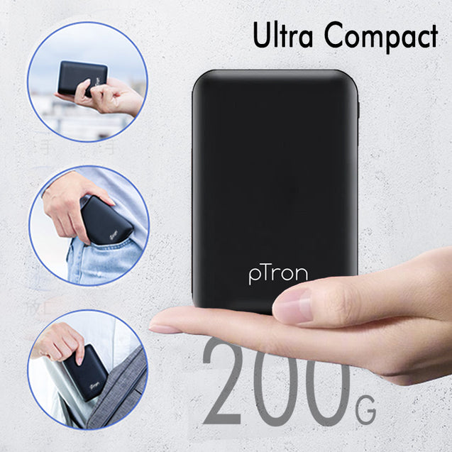PTron Dynamo Z Dual USB 10000mAh Compact Power Bank for All Smartphones (Black)